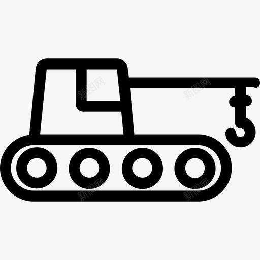 拖车起重机坦克图标svg_新图网 https://ixintu.com 坦克 拖车 汽车平滑线图标 起重机