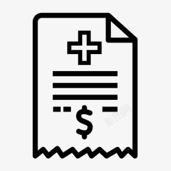 医疗账单医疗收据账单健康保险图标高清图片