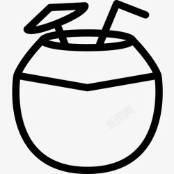 鸡尾酒系列椰子汁饮料鸡尾酒图标高清图片