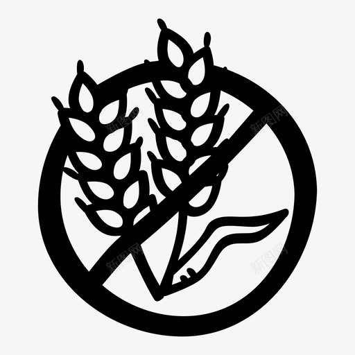 没有小麦过敏原谷物图标svg_新图网 https://ixintu.com 成分 没有小麦 谷物 过敏原