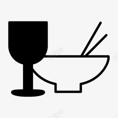食品和饮料碗结节图标图标