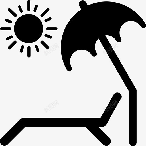 旅游海滩沙滩伞图标svg_新图网 https://ixintu.com 一套夏季和旅行字形图标 旅游 日光浴 晒黑 沙滩伞 海滩 躺椅