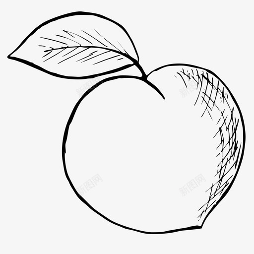 桃子食物水果图标svg_新图网 https://ixintu.com 手绘 桃子 水果 素描 素描图标 食物 黑白水果