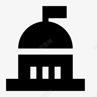 美国国会大厦圆顶旗帜图标图标