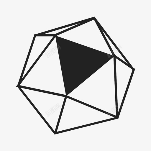 二十面体几何体形状图标svg_新图网 https://ixintu.com 三角形 二十面体 几何体 实心 形状