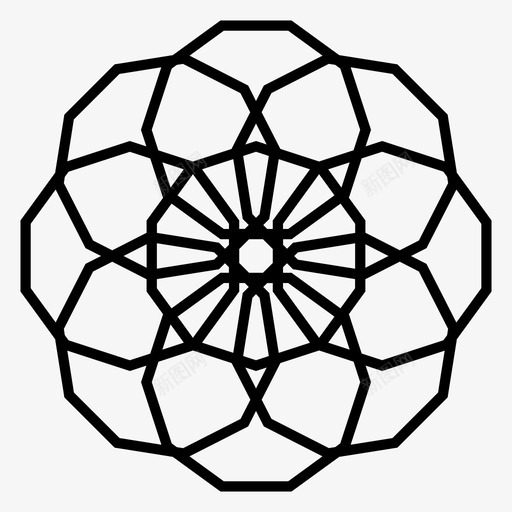 阿拉伯花纹花几何图标svg_新图网 https://ixintu.com 伊斯兰艺术 几何 对称 花 装饰 阿拉伯花纹 阿拉伯花纹设计