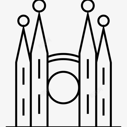 巴塞罗那建筑地标图标svg_新图网 https://ixintu.com 地标 巴塞罗那 建筑 旅游 纪念碑 首都世界地标线