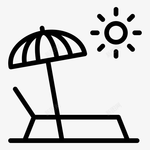 躺椅海滩海边图标svg_新图网 https://ixintu.com 夏日 日光浴 海滩 海边 躺椅 雨伞