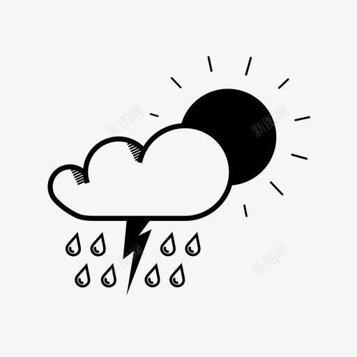 暴风雨和晴朗云雨图标svg_新图网 https://ixintu.com 云 天气 暴风雨和晴朗 雨