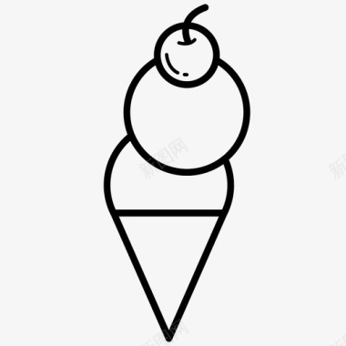 雪糕筒冰淇淋筒樱桃图标图标
