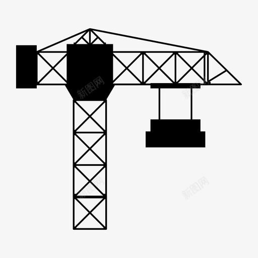 起重机施工井架图标svg_新图网 https://ixintu.com 井架 塔式起重机 施工 起重机