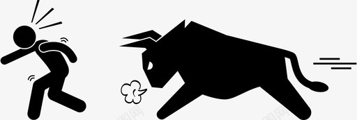 愤怒的公牛追逐人类动物攻击图标svg_新图网 https://ixintu.com 动物 家畜攻击人类 愤怒的公牛追逐人类 攻击 水牛 牛