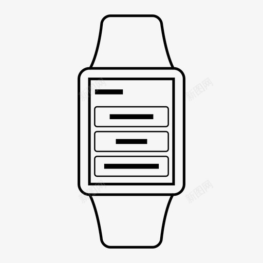 苹果手表菜单动作按钮图标svg_新图网 https://ixintu.com 动作 按钮 智能手表线框 苹果手表菜单