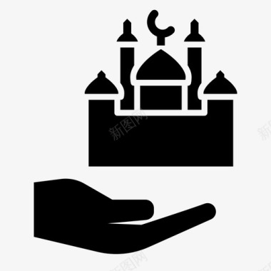 清真寺节日礼物图标图标