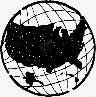 北美大陆涂鸦图标图标