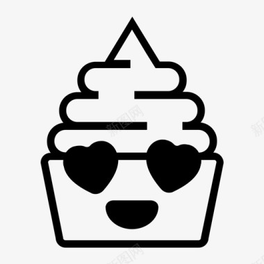 恋爱中的冷冻酸奶甜点表情符号图标图标