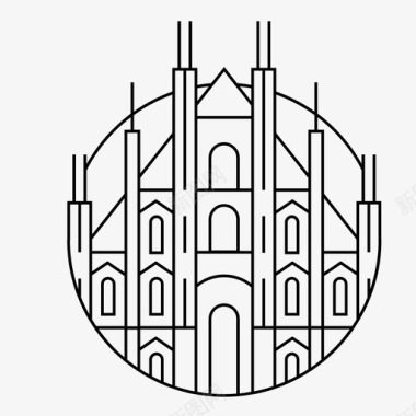 米兰建筑城市图标图标