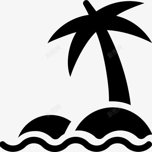 旅游海滩椰树图标svg_新图网 https://ixintu.com 夏季和旅行字形图标集 旅游 棕榈树 森林 椰树 海滩