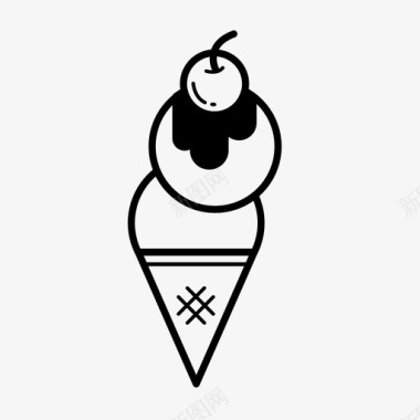冰淇淋筒樱桃巧克力酱图标图标