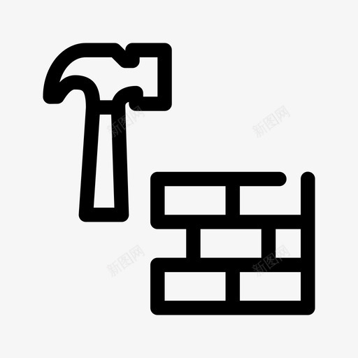 建筑砖头锤子图标svg_新图网 https://ixintu.com 办公室任务缺口 工具 建筑 砖头 锤子