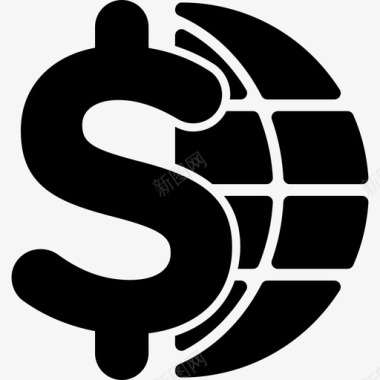 世界电网与美元符号商业金融图标图标
