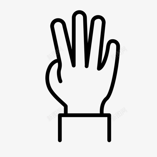 四个手指手势手图标svg_新图网 https://ixintu.com 四个手指 手 手势 数字
