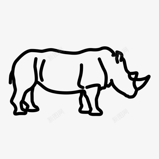 犀牛非洲动物图标svg_新图网 https://ixintu.com 动物 哺乳动物 犀牛 角 非洲