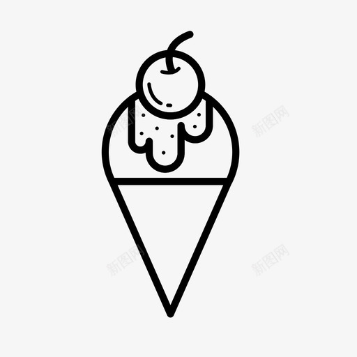 冰淇淋筒樱桃巧克力片图标svg_新图网 https://ixintu.com 冰淇淋筒 巧克力片 樱桃 食品