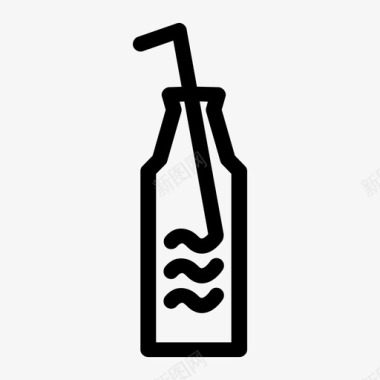 汽水瓶汽水吸管图标图标