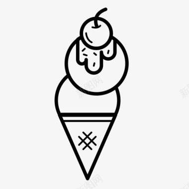 冰淇淋筒樱桃巧克力片图标图标