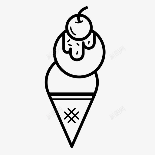 冰淇淋筒樱桃巧克力片图标svg_新图网 https://ixintu.com 冰淇淋筒 巧克力片 樱桃 食品