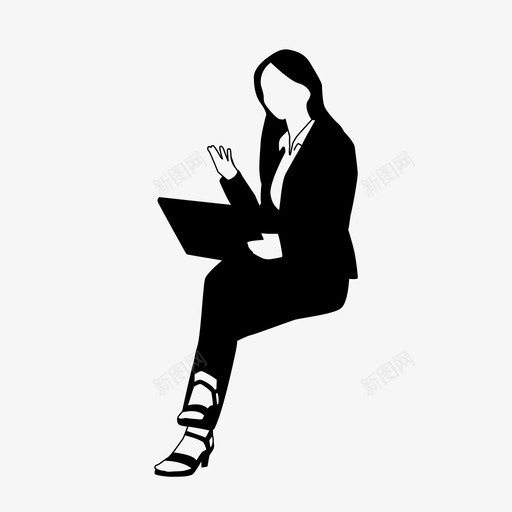 女商人人笔记本电脑图标svg_新图网 https://ixintu.com 人 人的轮廓 坐 女商人 笔记本电脑