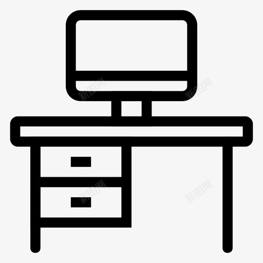 办公桌电脑显示器图标svg_新图网 https://ixintu.com 办公室 办公桌 教育线图标 显示器 桌子 电脑