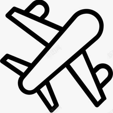 飞机航空旅行酒店平滑线图标图标