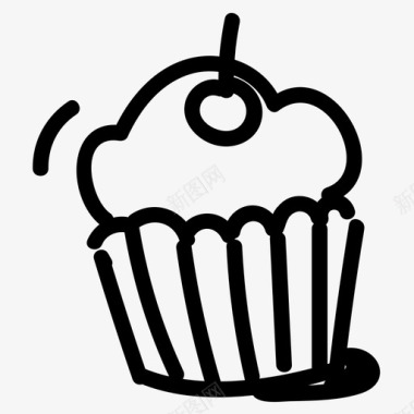 纸杯蛋糕面包店手绘图标图标