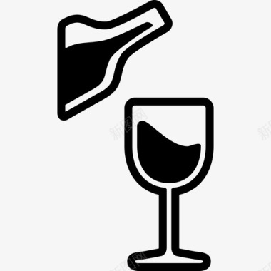 酒杯和酒瓶食物图标图标