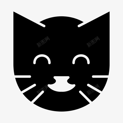 快乐的猫小猫微笑图标svg_新图网 https://ixintu.com 小猫 微笑 快乐的猫 胡须