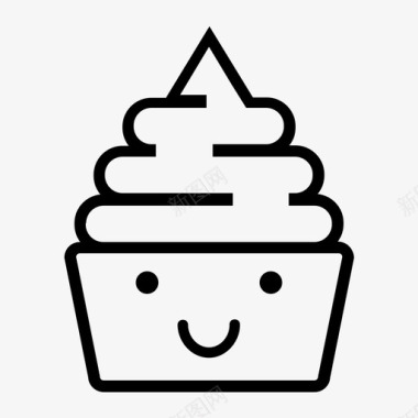 微笑冷冻酸奶甜点表情符号图标图标