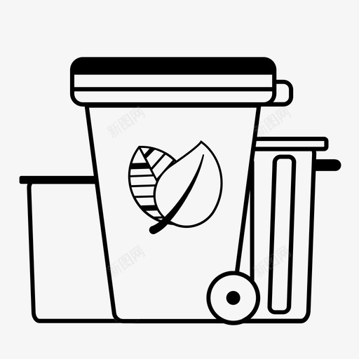 垃圾桶树叶回收利用图标svg_新图网 https://ixintu.com 可持续性 回收利用 垃圾桶 树叶 浪费