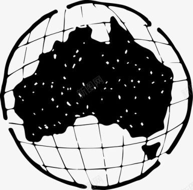 澳大利亚大陆涂鸦图标图标