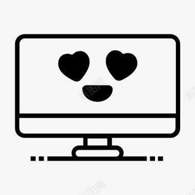 恋爱中的电脑显示器表情符号红心图标图标