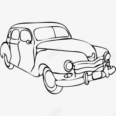 古巴的老爷车老旧的生锈的图标图标