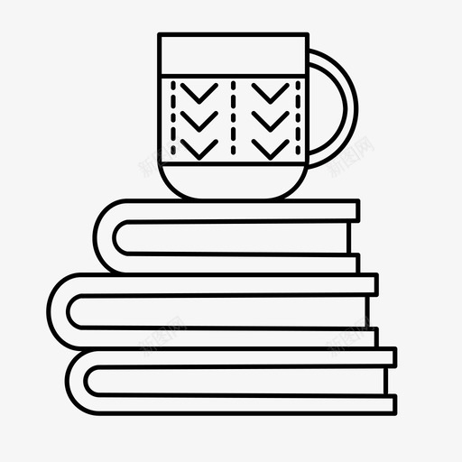 一堆书咖啡杯子图标svg_新图网 https://ixintu.com 一堆书 咖啡 早上好 杯子 茶