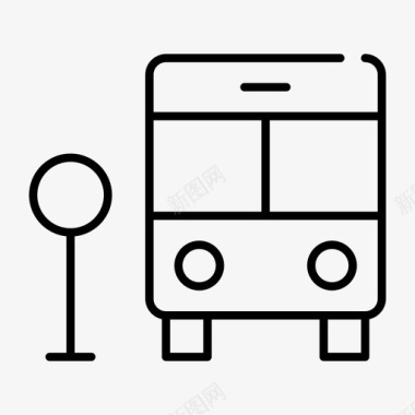 巴士站巴士候车亭交通图标图标