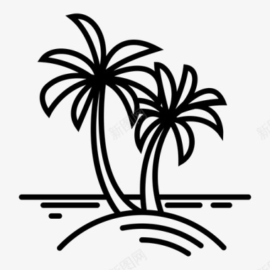 棕榈树海滩岛图标图标