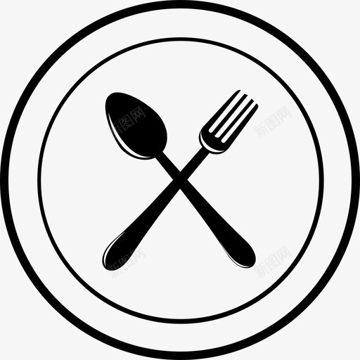 餐厅食物叉子图标svg_新图网 https://ixintu.com 勺子 叉子 盘子 食物 餐厅