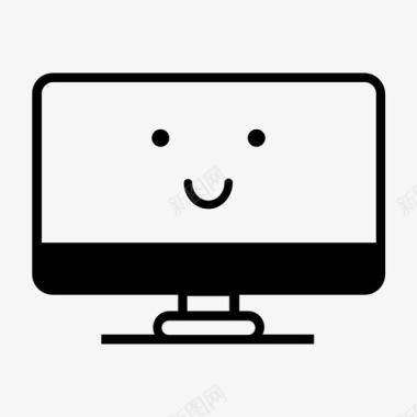微笑电脑显示器表情符号快乐图标图标