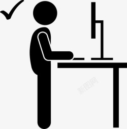 不正确坐姿办公桌电脑桌子图标高清图片