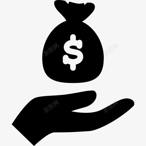 手举着一袋钱手势举起手来图标svg_新图网 https://ixintu.com 举起手来 手举着一袋钱 手势