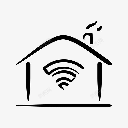 智能家居家庭wifi图标svg_新图网 https://ixintu.com wifi 家庭 手绘 无线 智能家居